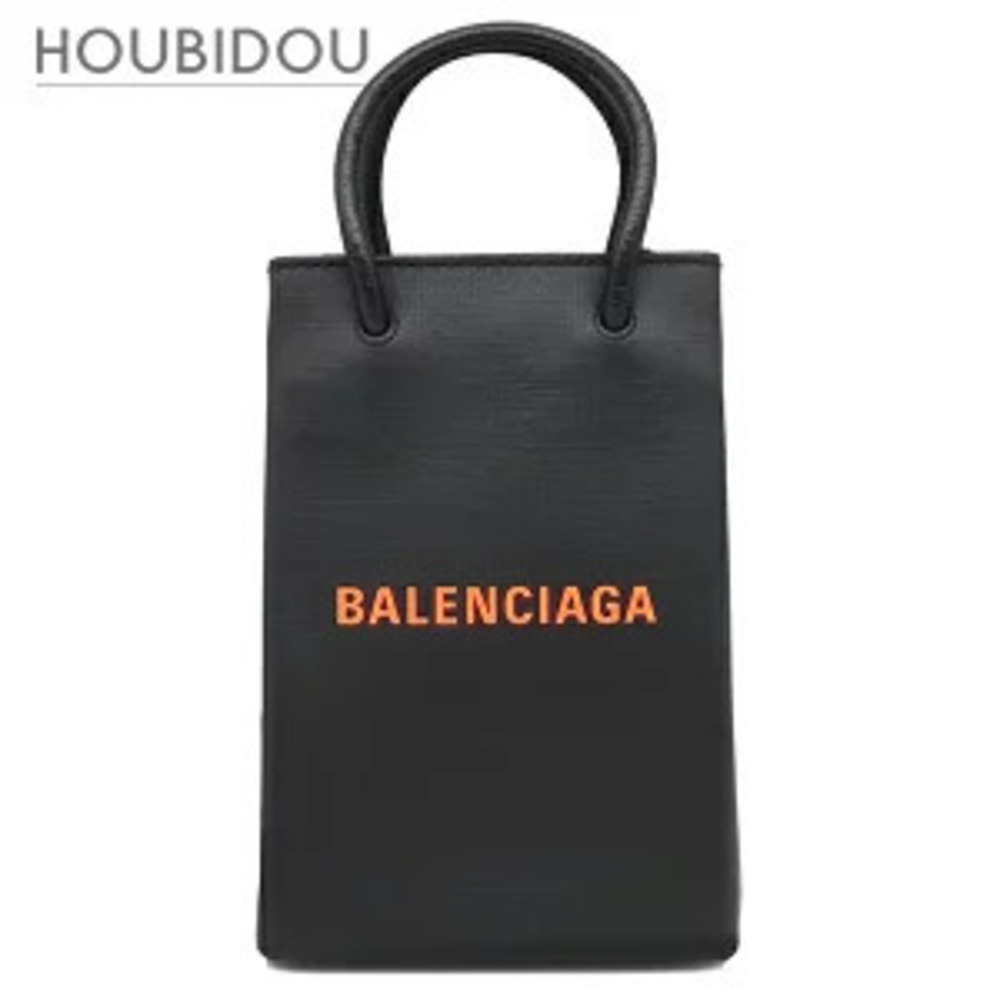 Balenciaga Shoulder Bag Shopping Phone Leather Black - Picture 1 of 11